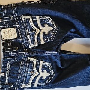 Rock Revival Richie 38x35 Dark Wash Relaxed Straight Leg Jeans